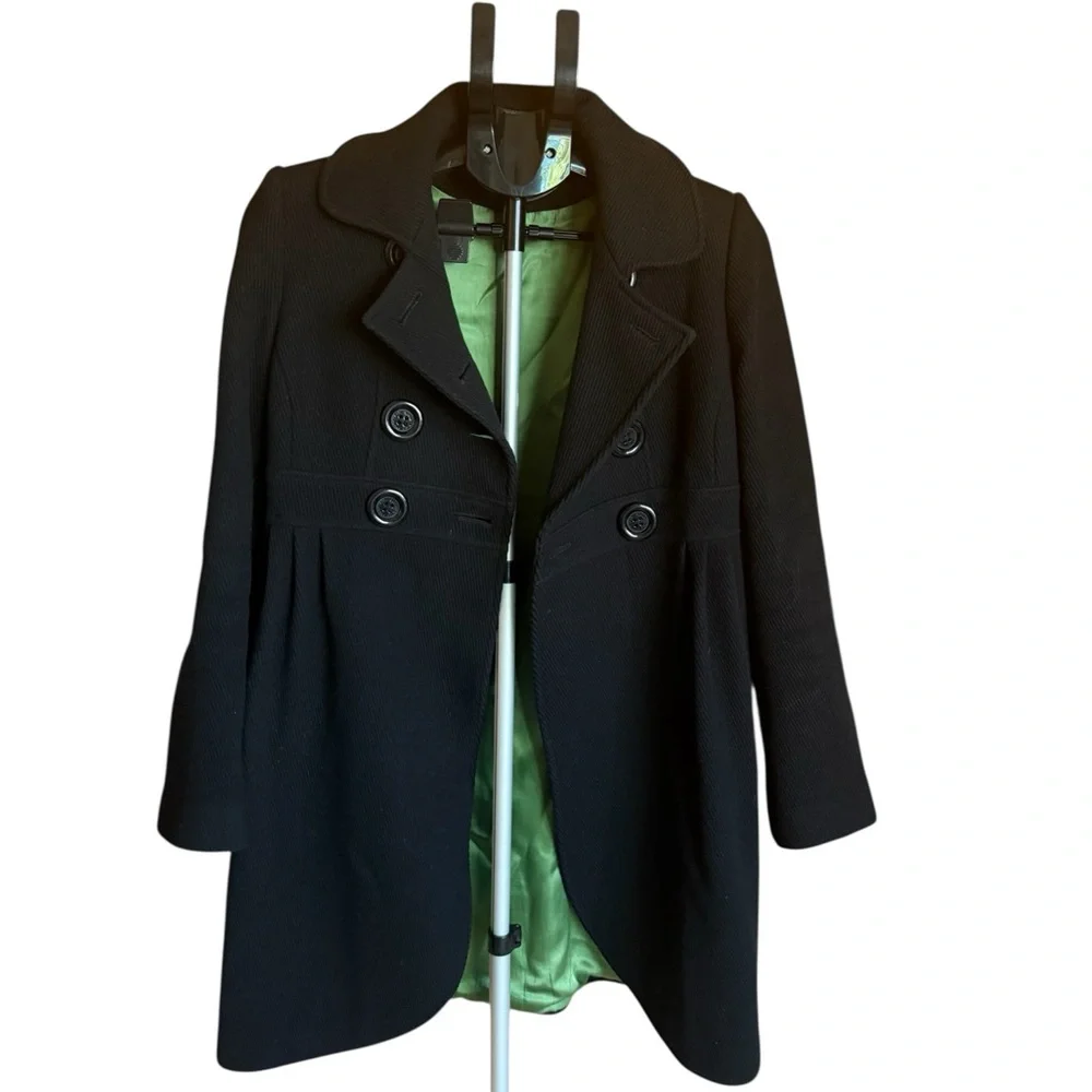 Kate Spade Black Double-Breasted Pea Coat